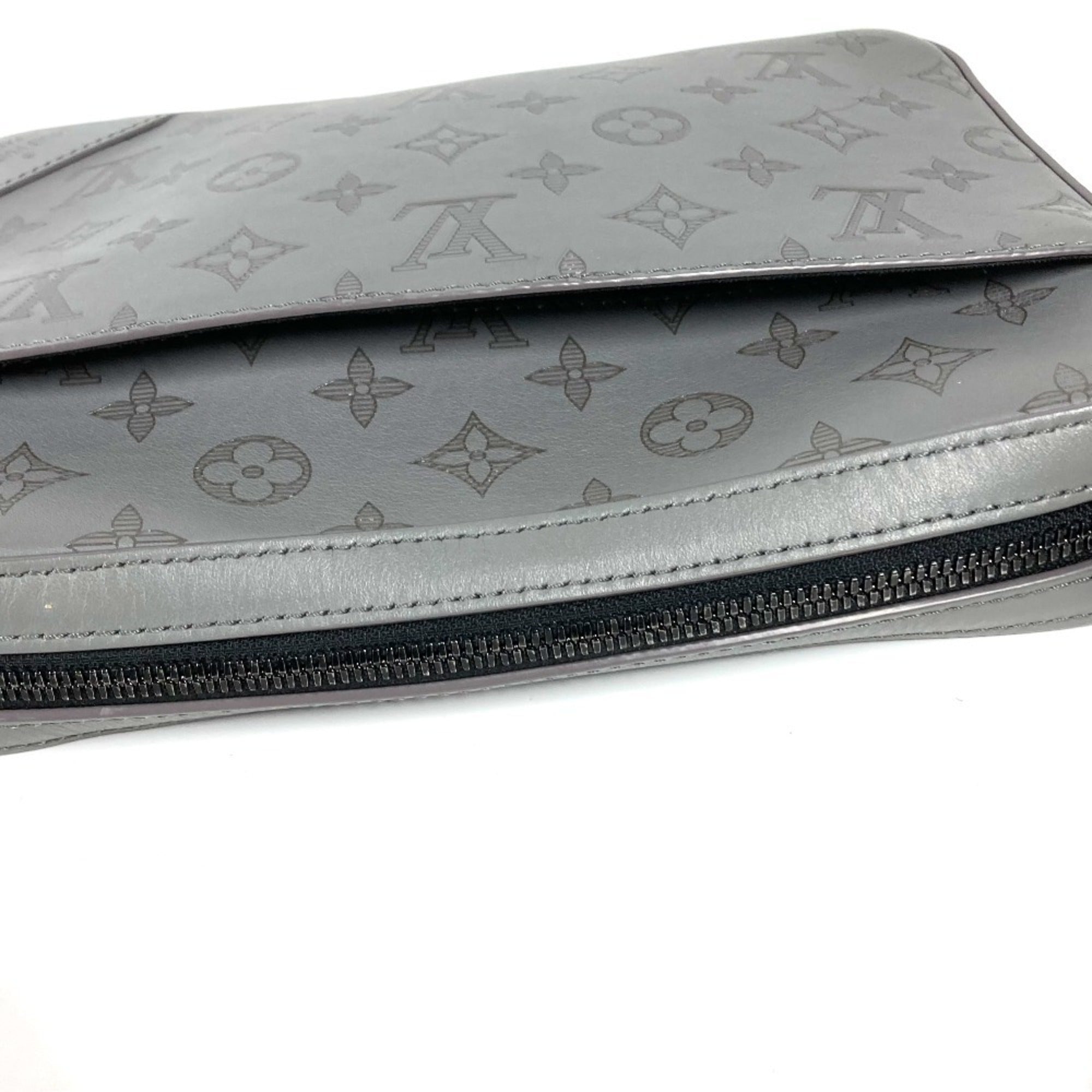 Louis Vuitton Gray Monogram Shadow Clutch Bag Shoulder Bag