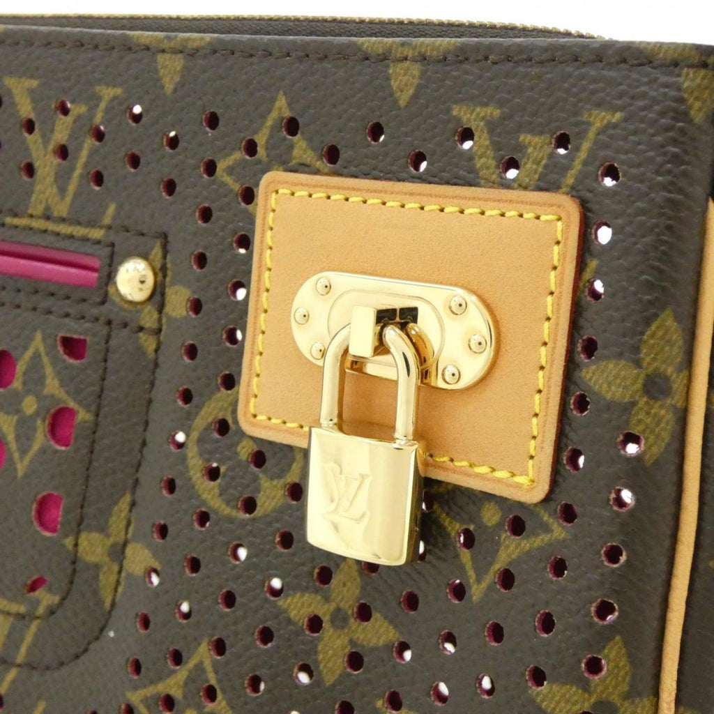 Louis Vuitton Monogram Perfo Fuchsia Marron Coated Canvas Handbag Pochette Pouch