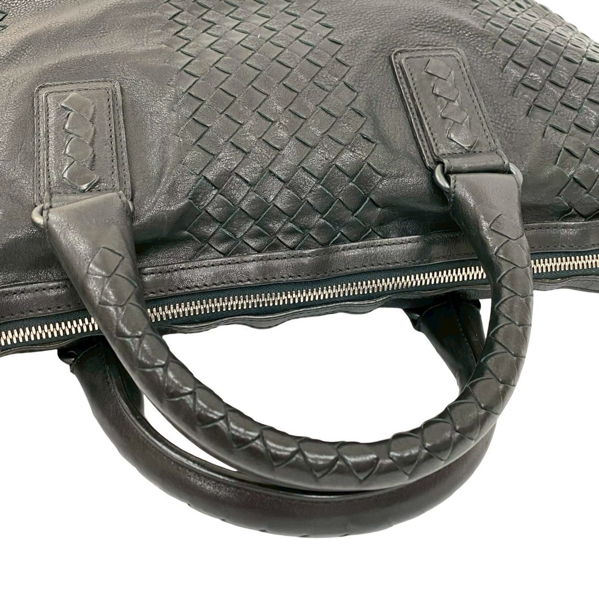 Bottega Veneta Black Leather Boston Bag Handbag