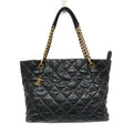 Chanel Matelasse Black Navy Grained Calfskin Tote Bag