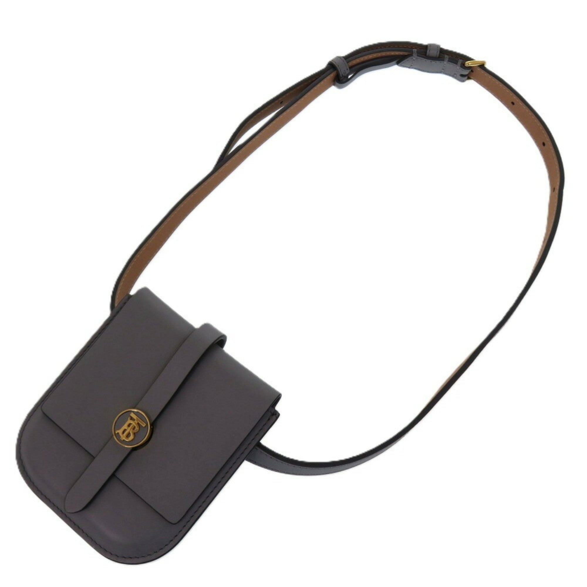 Burberry Gray Leather Fanny Pack Pouch