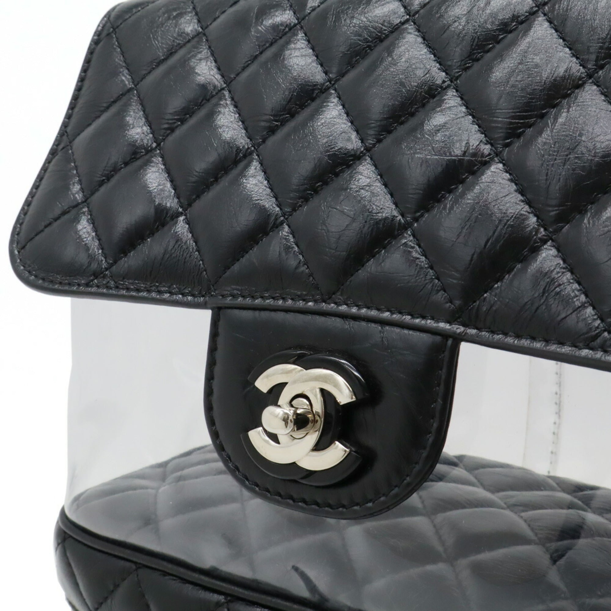 Chanel Black Vinyl Leather Shoulder Bag