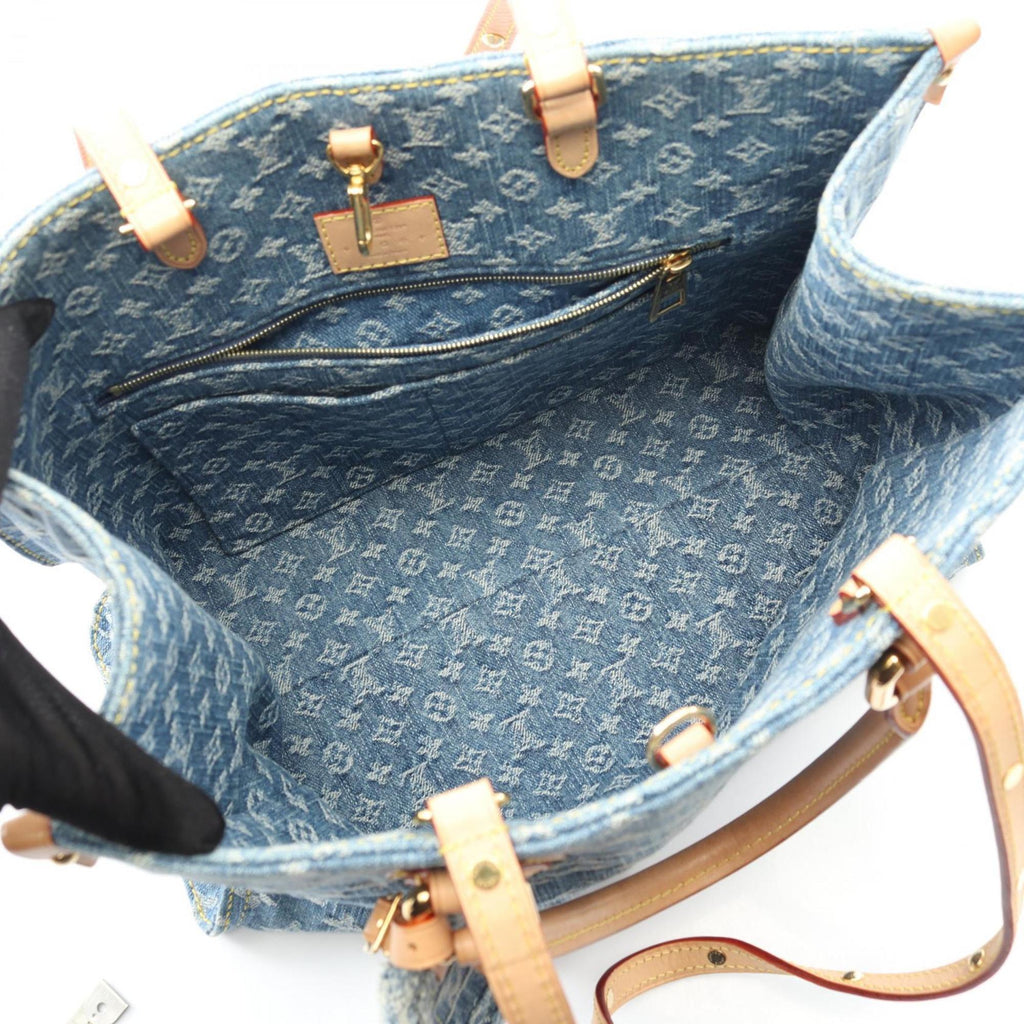 Louis Vuitton Blue Monogram Denim Denim Leather Tote Bag