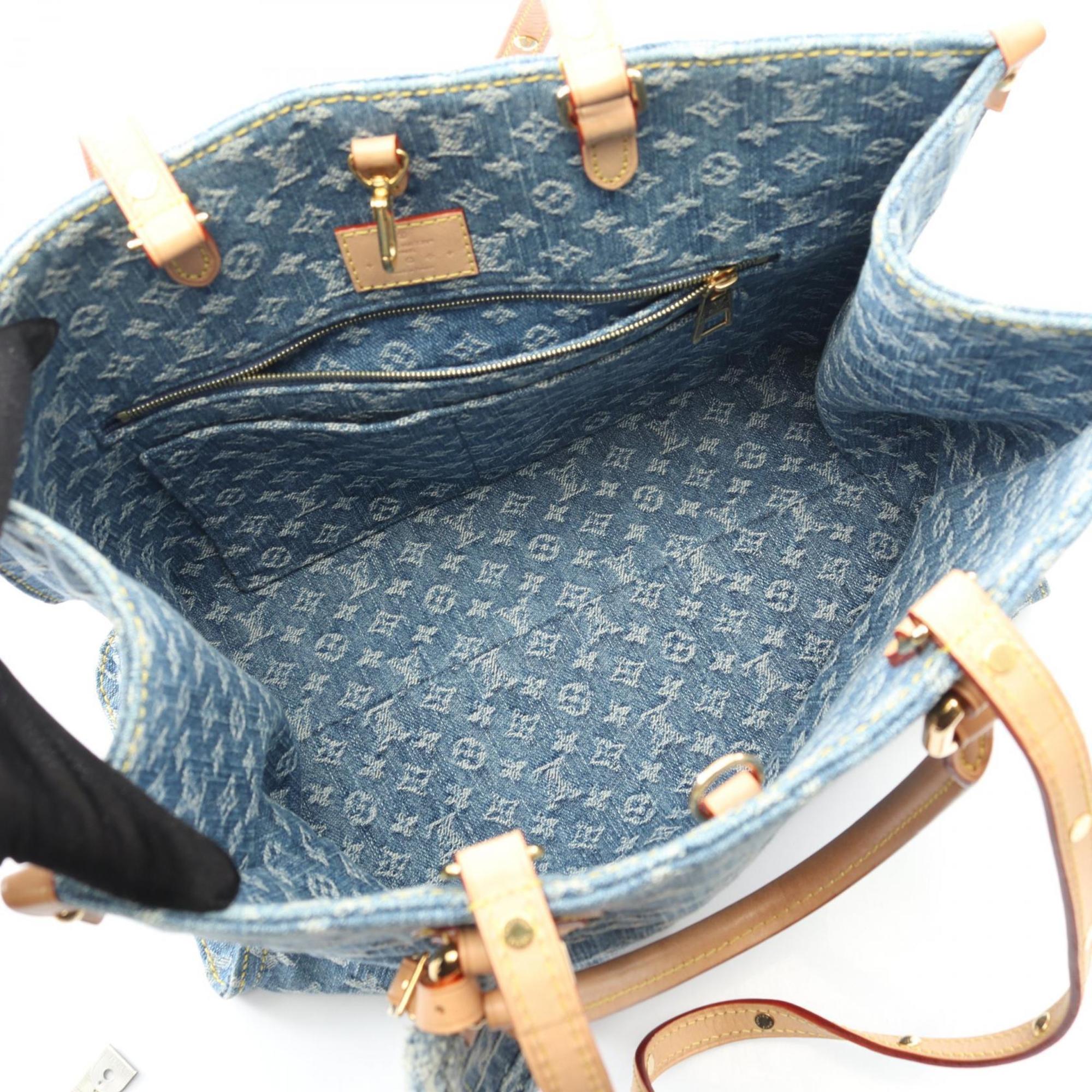 Louis Vuitton Blue Monogram Denim Denim Leather Tote Bag