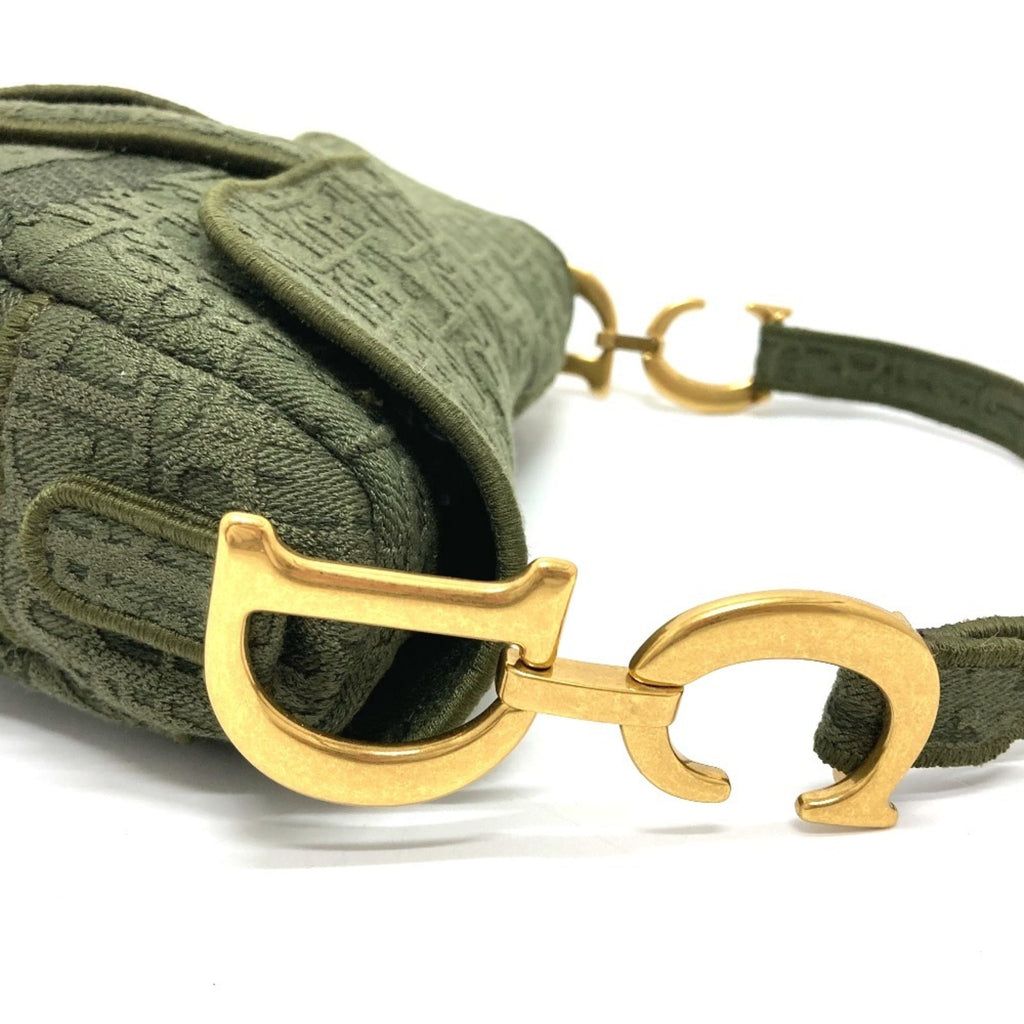 Christian Dior Khaki Canvas Handbag Saddle Bag (Pre-Owned)