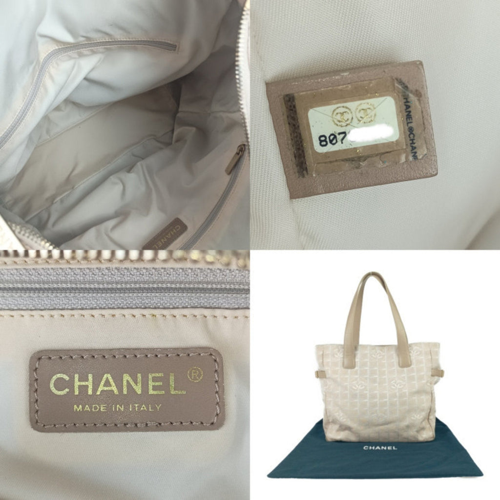 Chanel Beige Canvas Handbag Shoulder Bag Tote Bag