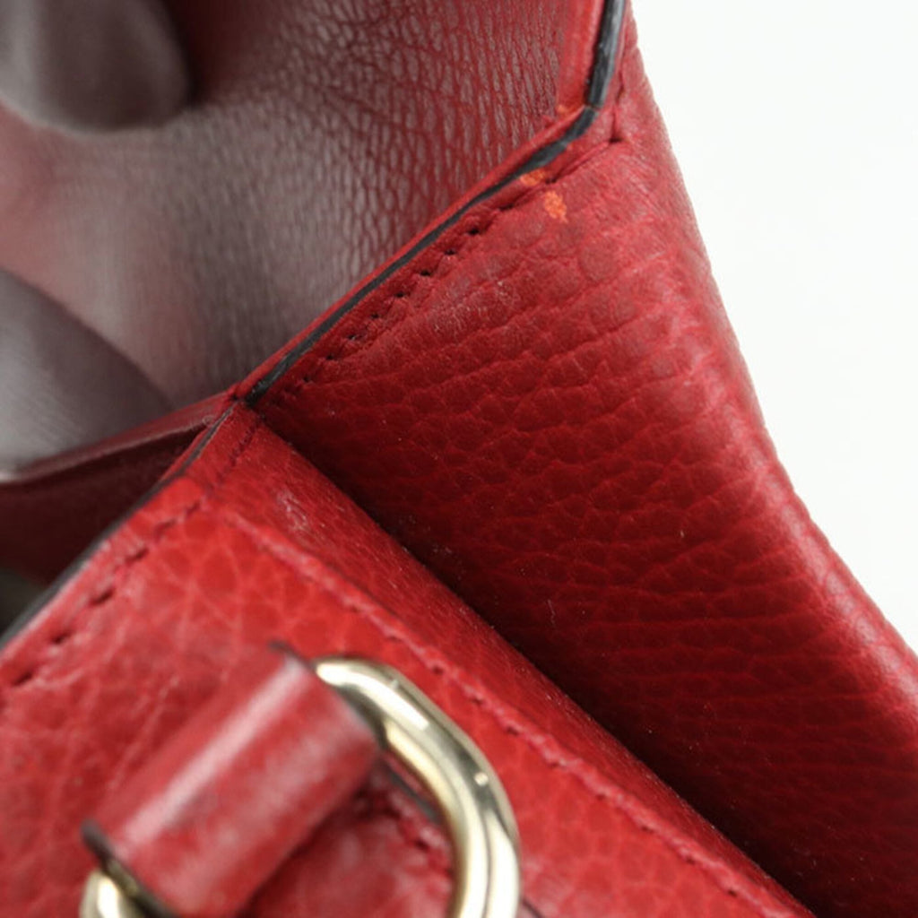Gucci Red Color Leather Shoulder Bag (Pre-Owned)