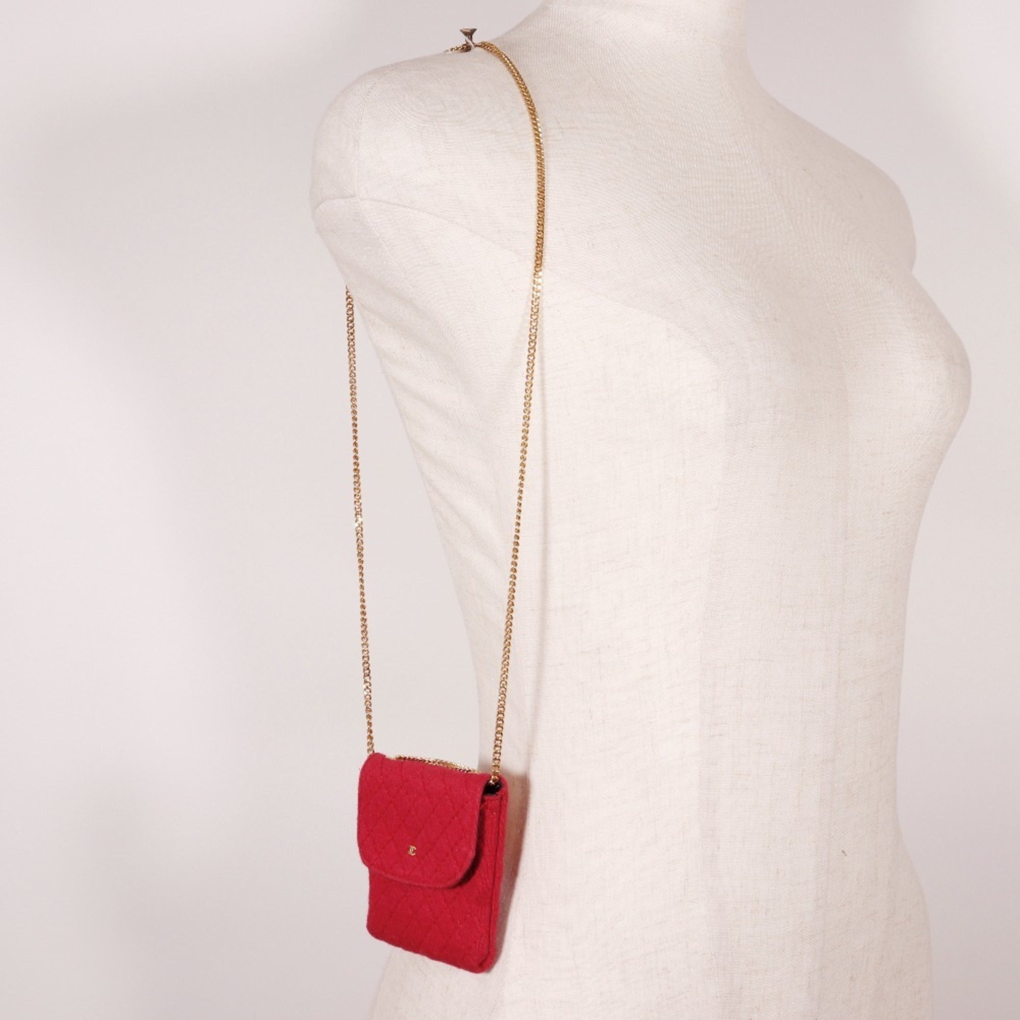 Chanel Pink Cotton Pouch Shoulder Bag