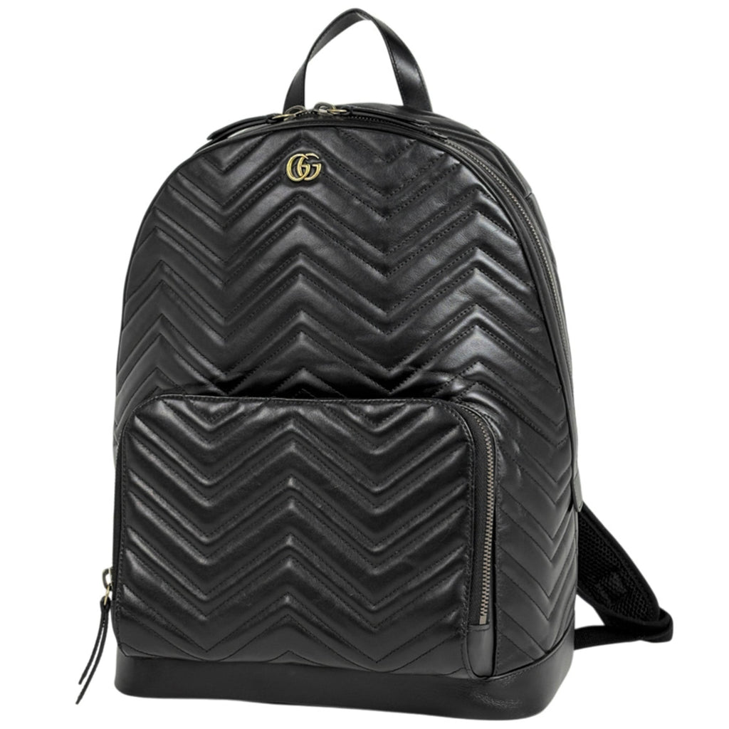 Gucci Gg Marmont Black Leather Backpack (Pre-Owned)