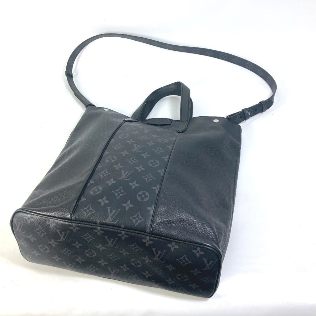 Louis Vuitton Taigarama Black Taiga Leather Monogram Eclipse Handbag Shoulder Bag Tote Bag