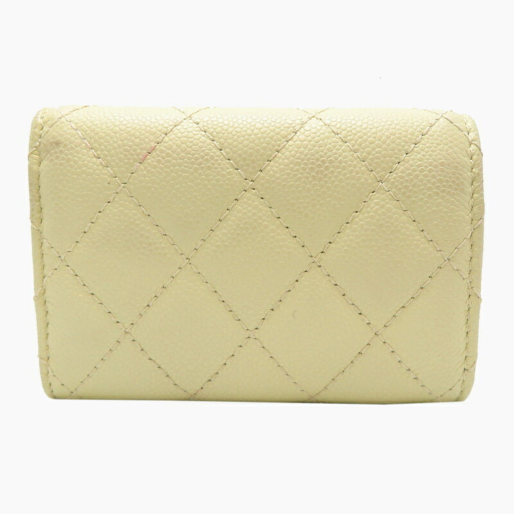 Chanel Cream White Grained Calfskin Wallet (Tri-Fold)