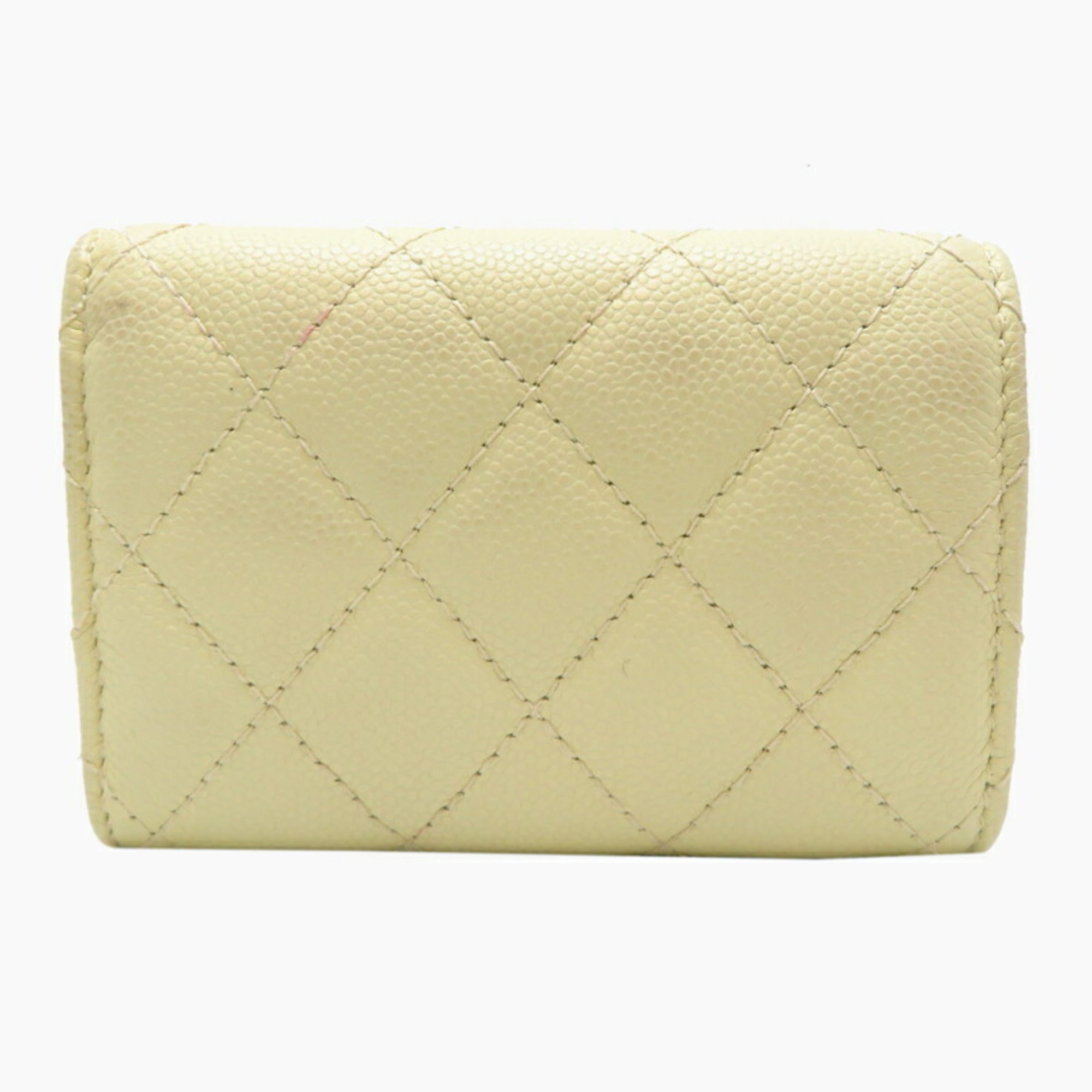 Chanel Cream White Grained Calfskin Wallet (Tri-Fold)
