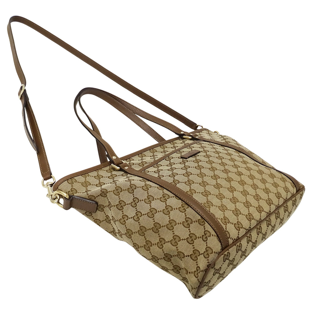 Gucci Beige Brown Gg Canvas Handbag Shoulder Bag Tote Bag (Pre-Owned)