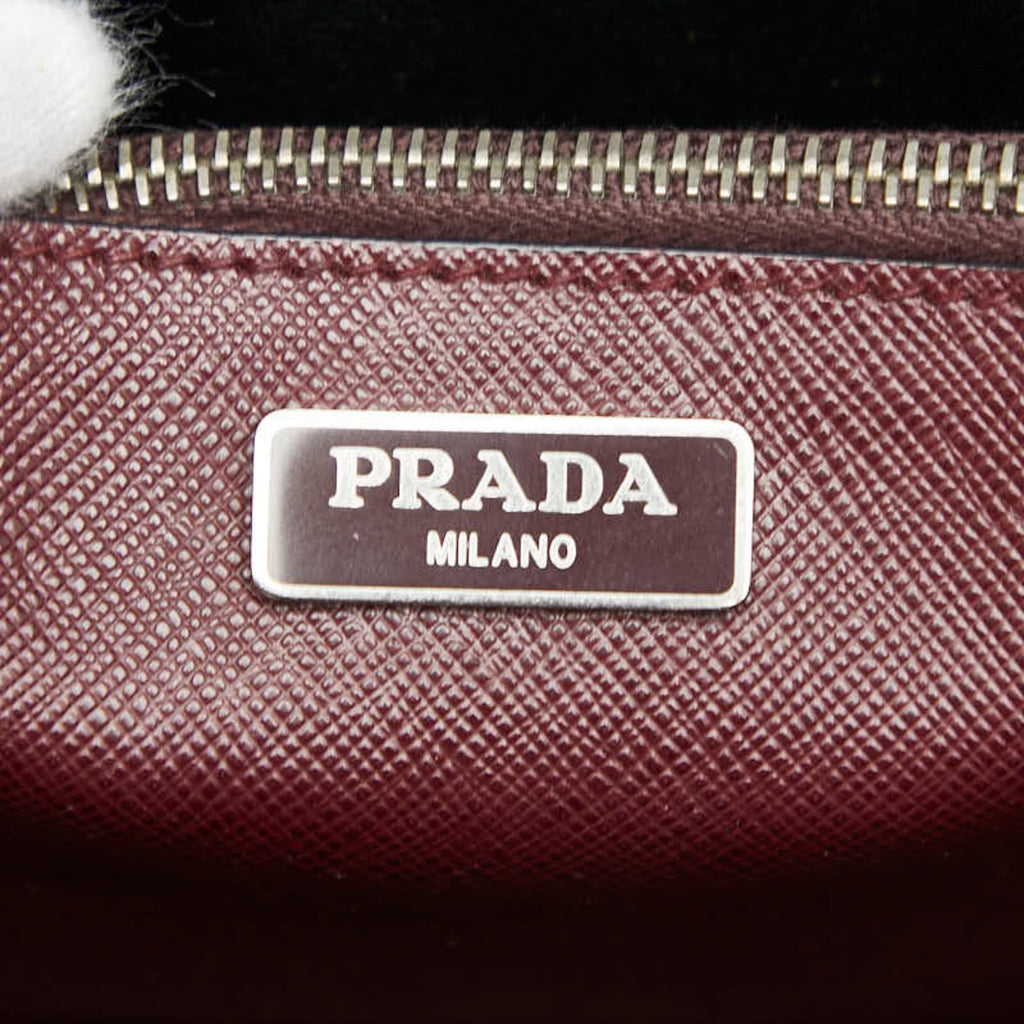 Prada Saffiano Bordeaux Wine Leather Handbag Shoulder Bag