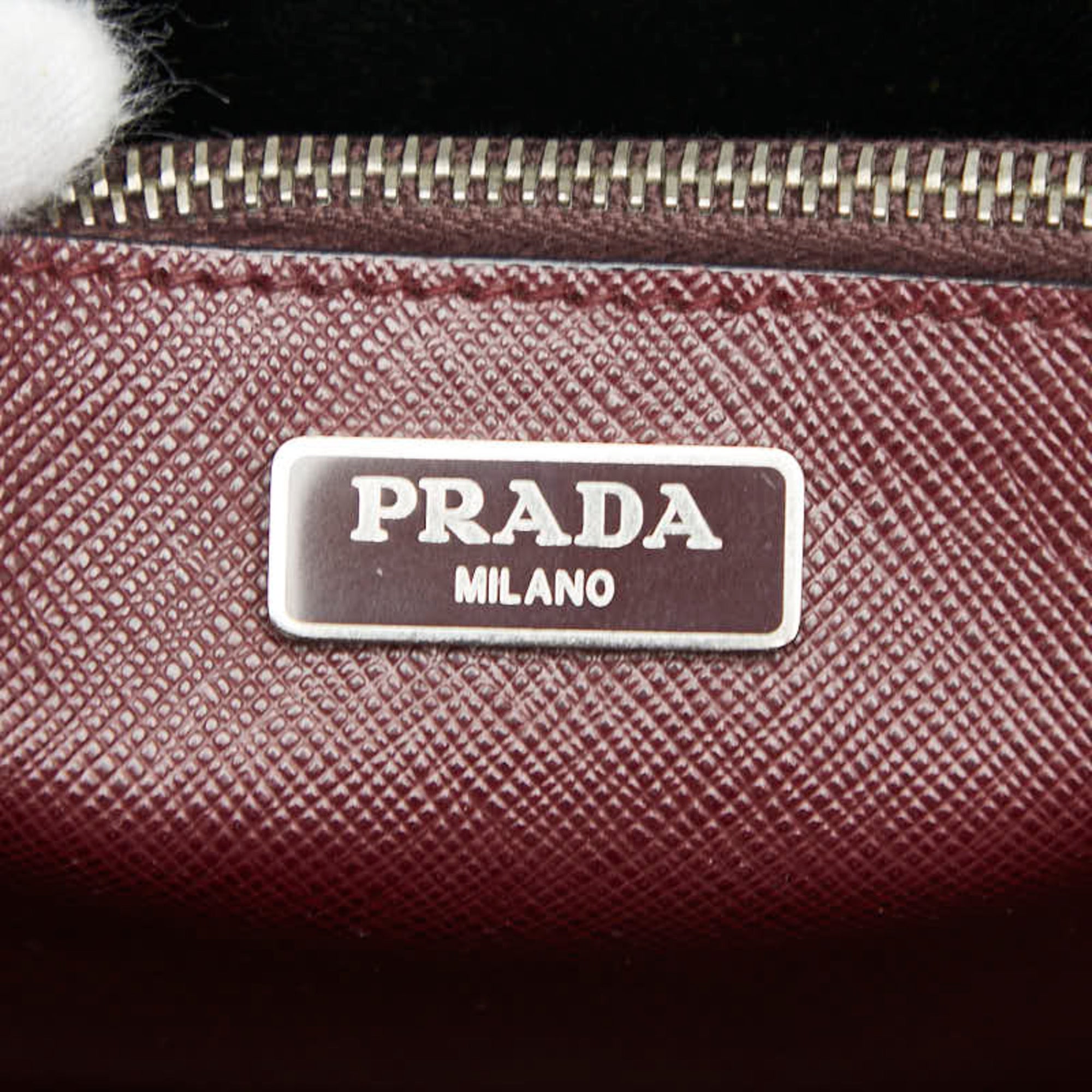 Prada Saffiano Bordeaux Wine Leather Handbag Shoulder Bag