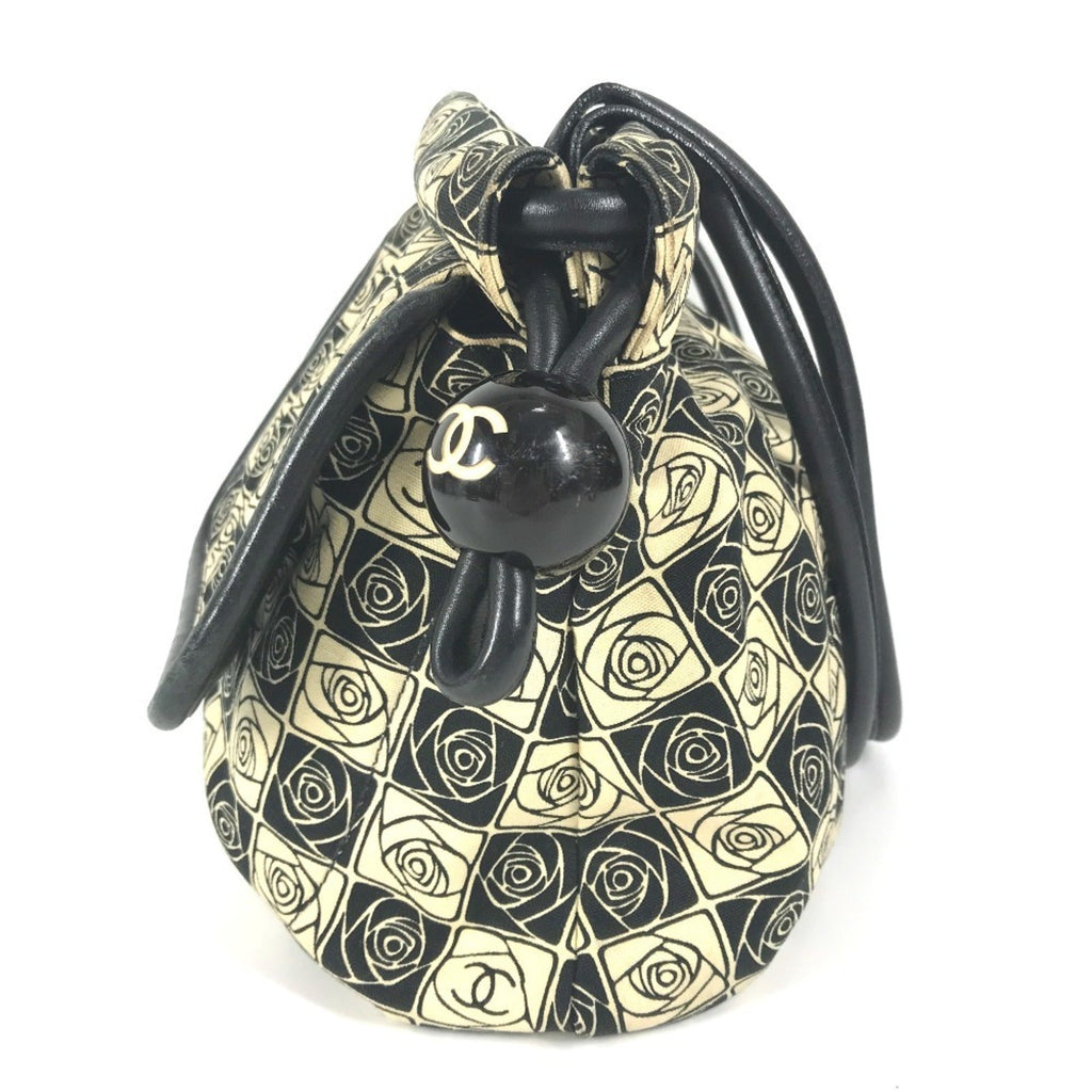 Chanel Camellia Black White Canvas Shoulder Bag Tote Bag