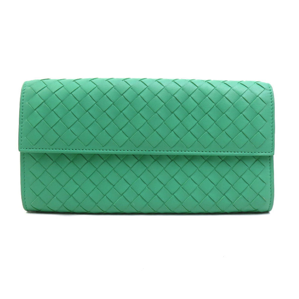 Bottega Veneta Green Intrecciato Long Wallet (Bi-Fold)