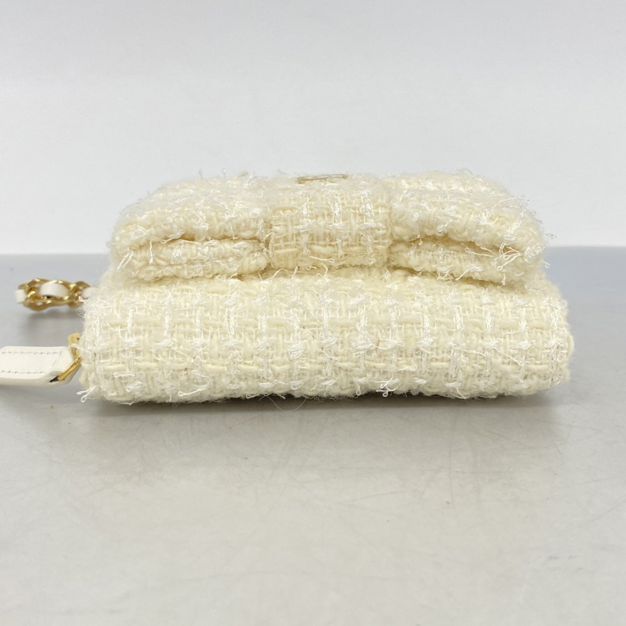 Chanel Ivory Tweed Chain/Shoulder Wallet