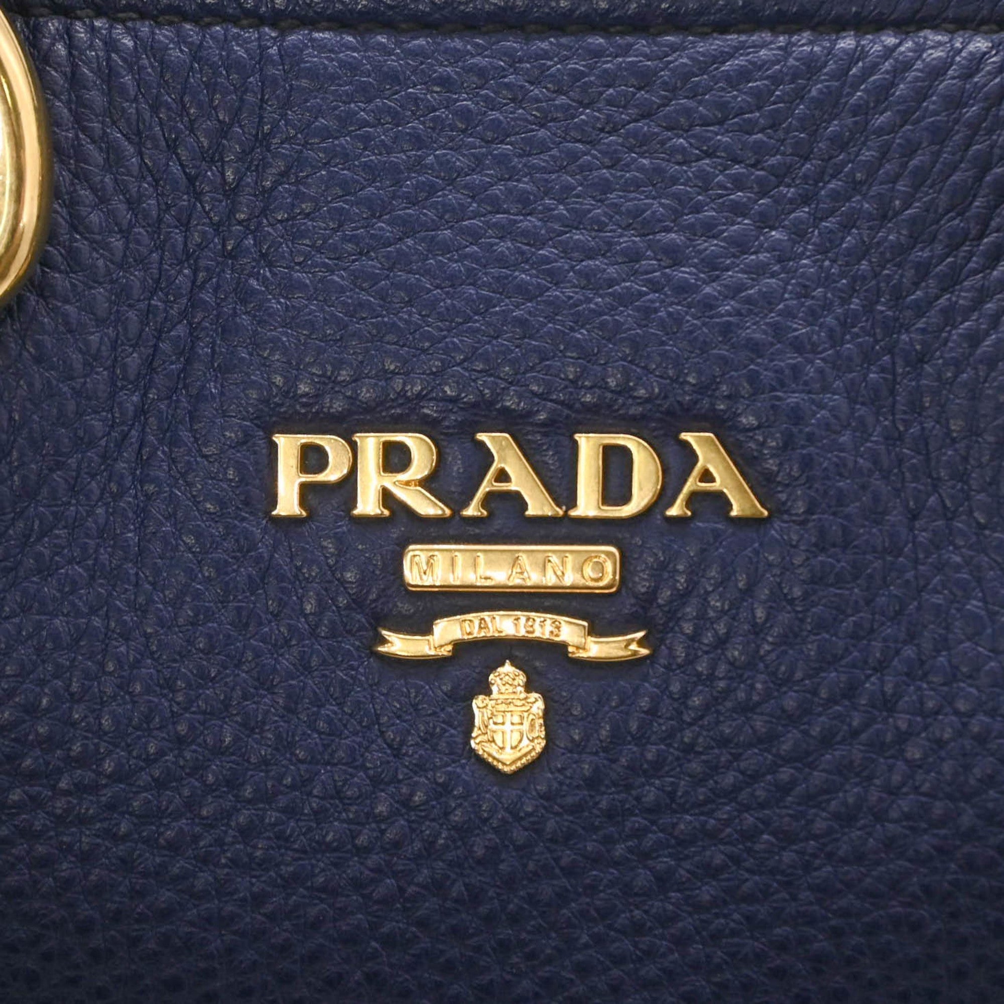 Prada Blue Leather Shoulder Bag Tote Bag