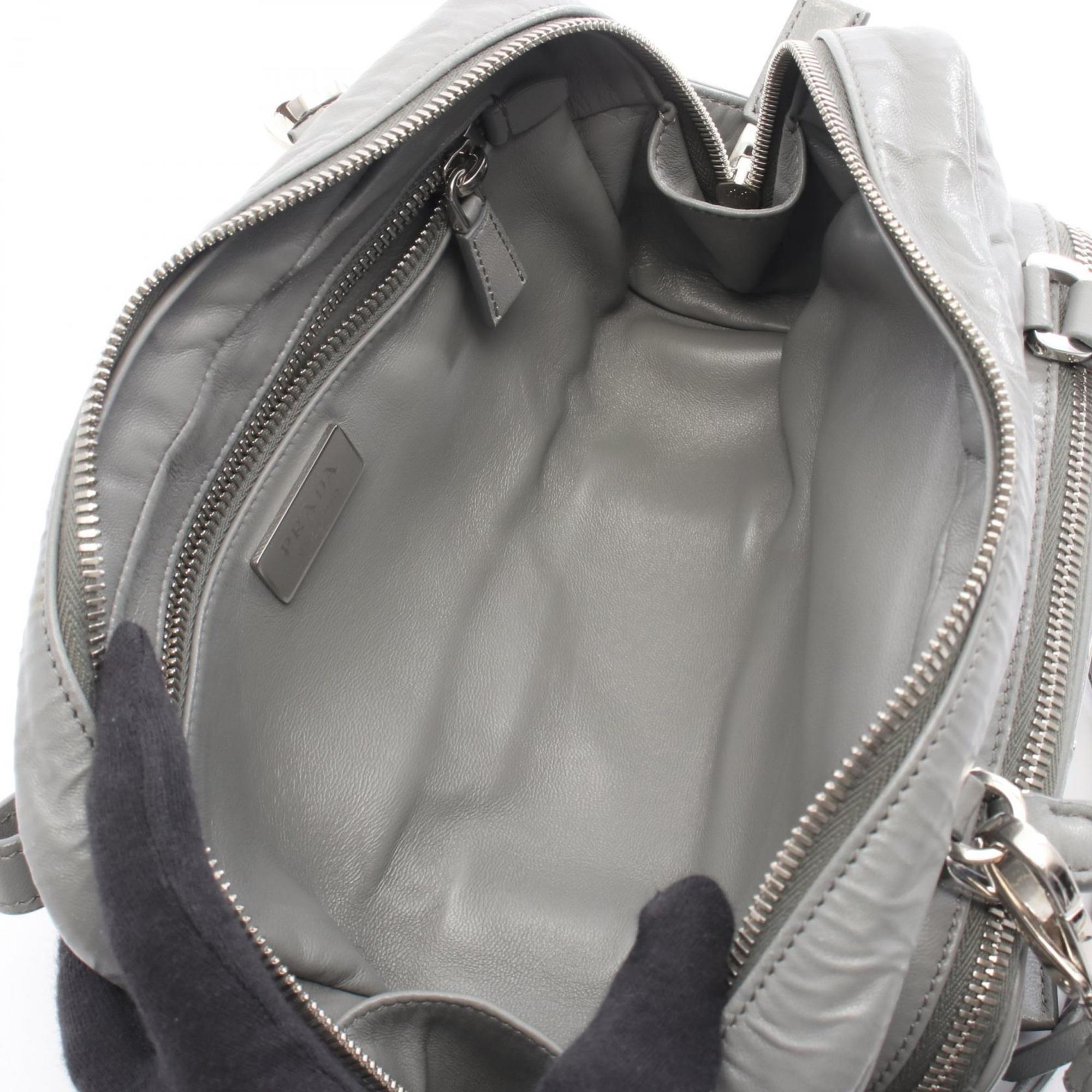 Prada Gray Leather Handbag