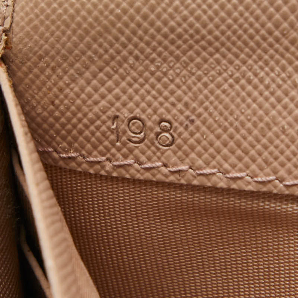 Prada Beige Leather Long Wallet (Tri-Fold)