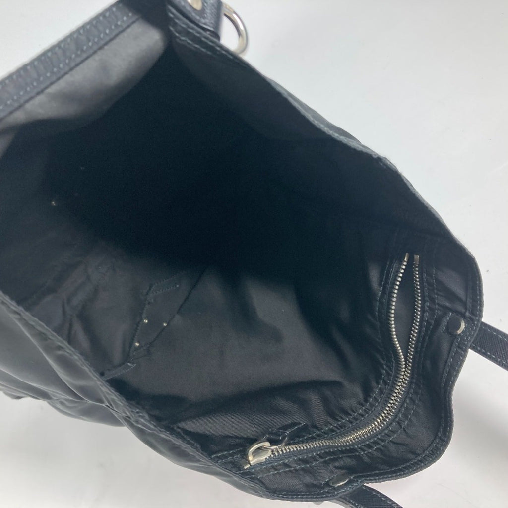 Prada Black Multi-Color Nylon Leather Handbag Shoulder Bag Tote Bag