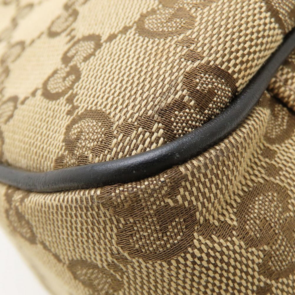 Gucci Beige Black Gg Canvas Leather Tote Bag (Pre-Owned)