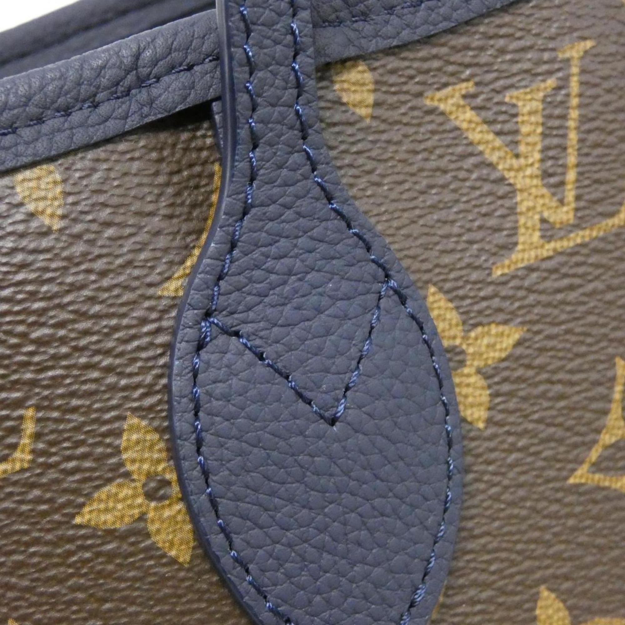 Louis Vuitton Marine Marron Leather Coated Canvas Handbag Pouch