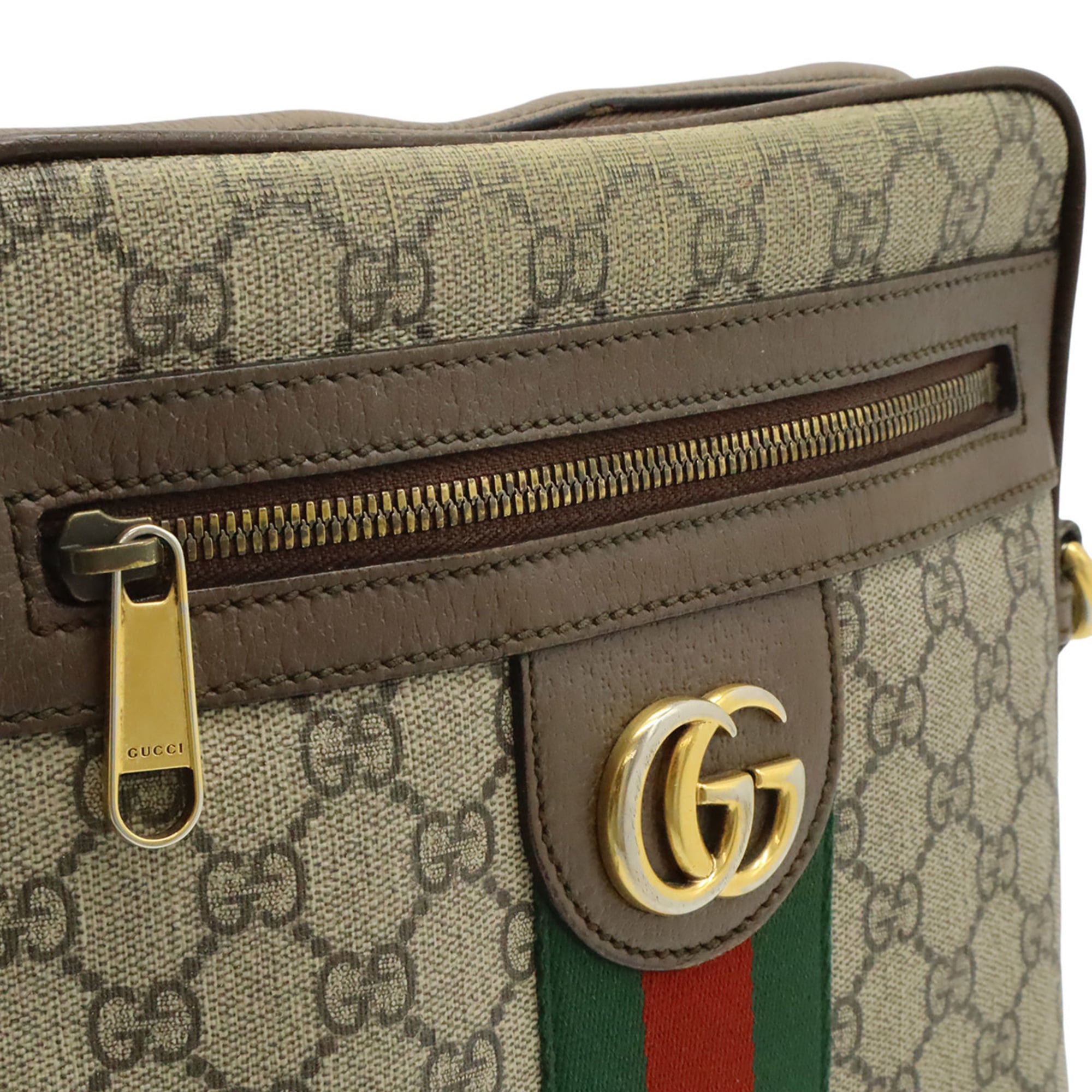 Gucci Beige Brown Green Red Color Yellow Gg Supreme Handbag (Pre-Owned)