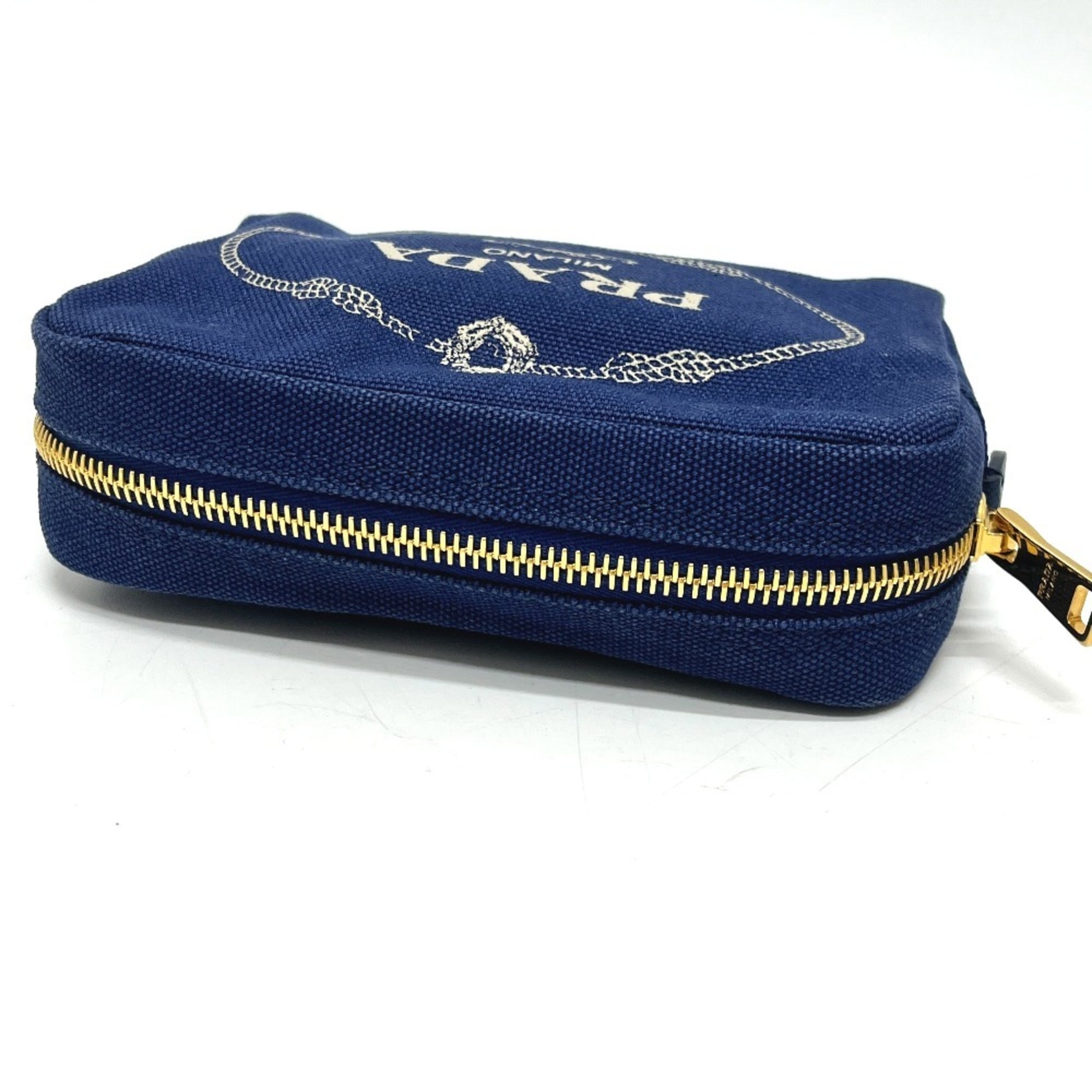 Prada Blue Canvas Pouch