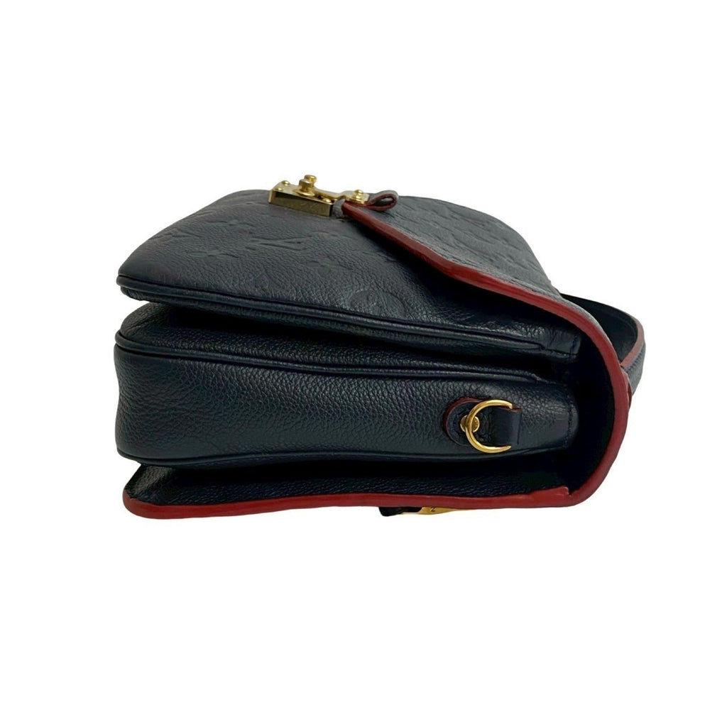 Louis Vuitton Navy Red Color Leather Handbag Shoulder Bag
