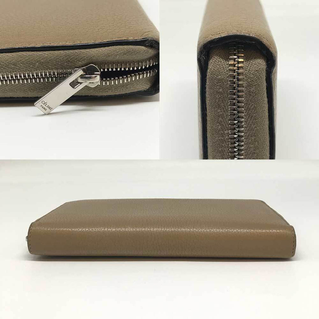 Celine Beige Leather Long Wallet (Bi-Fold)