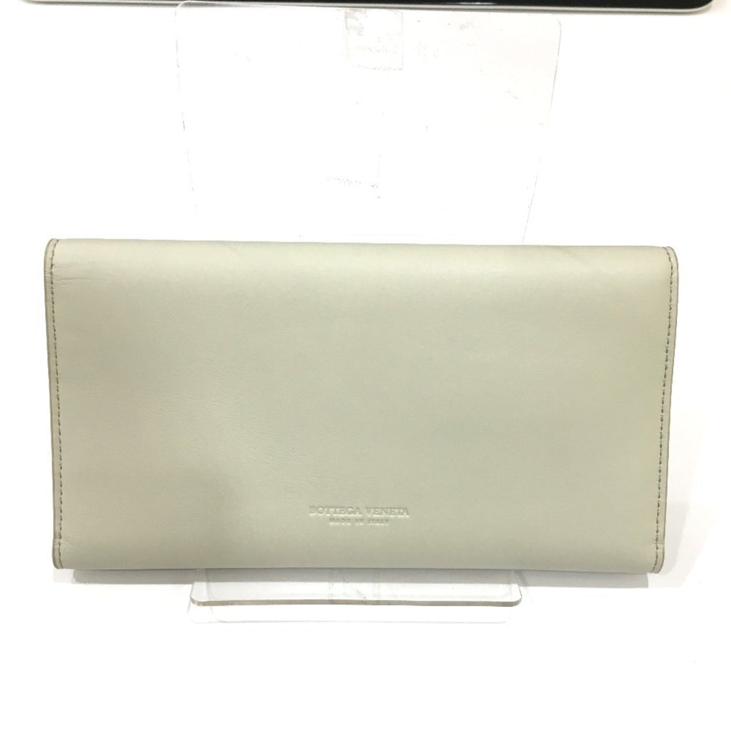 Bottega Veneta Off-White Leather Long Wallet (Tri-Fold)