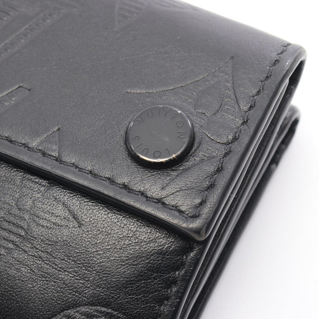 Louis Vuitton Black Noir Monogram Shadow Wallet (Tri-Fold)