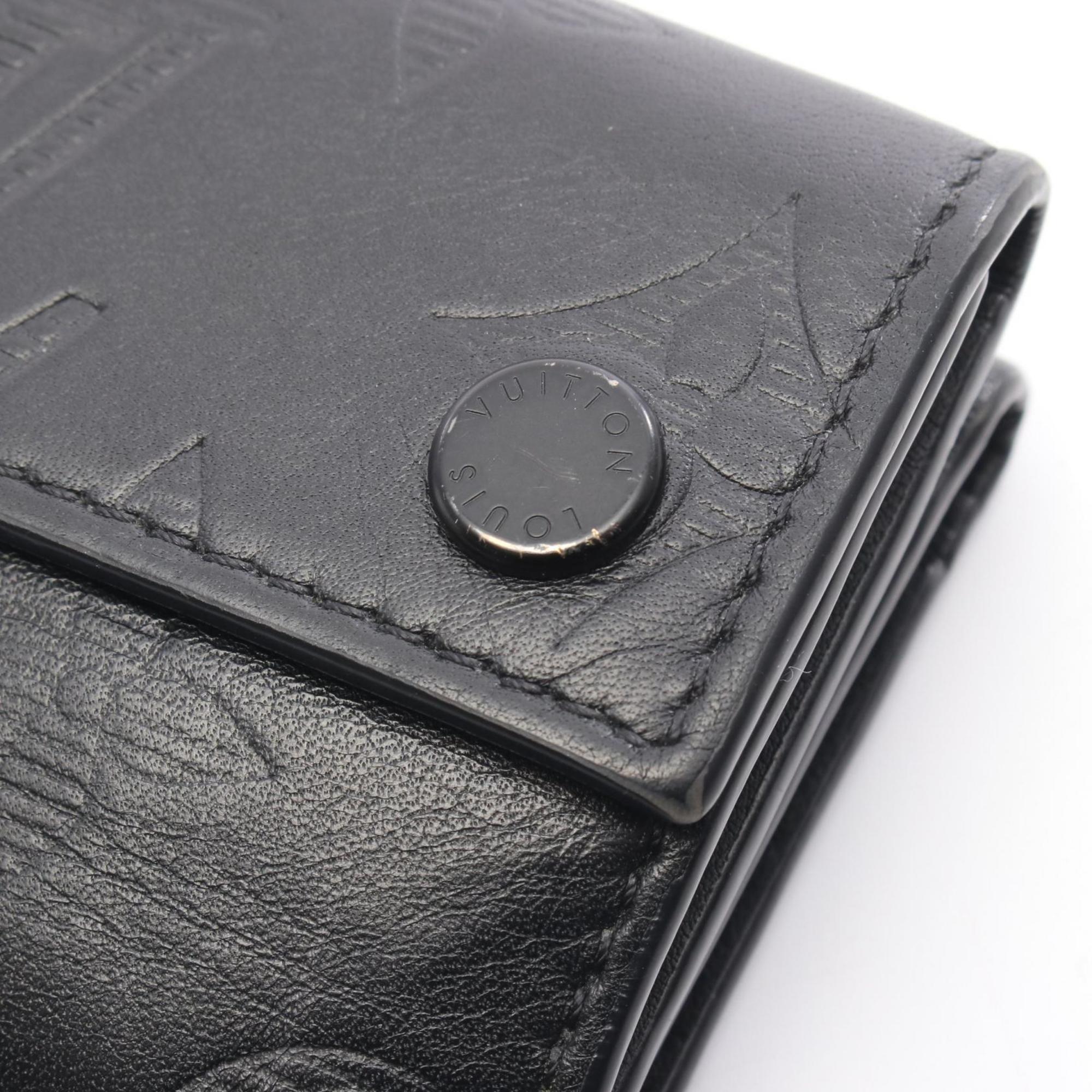 Louis Vuitton Black Noir Monogram Shadow Wallet (Tri-Fold)