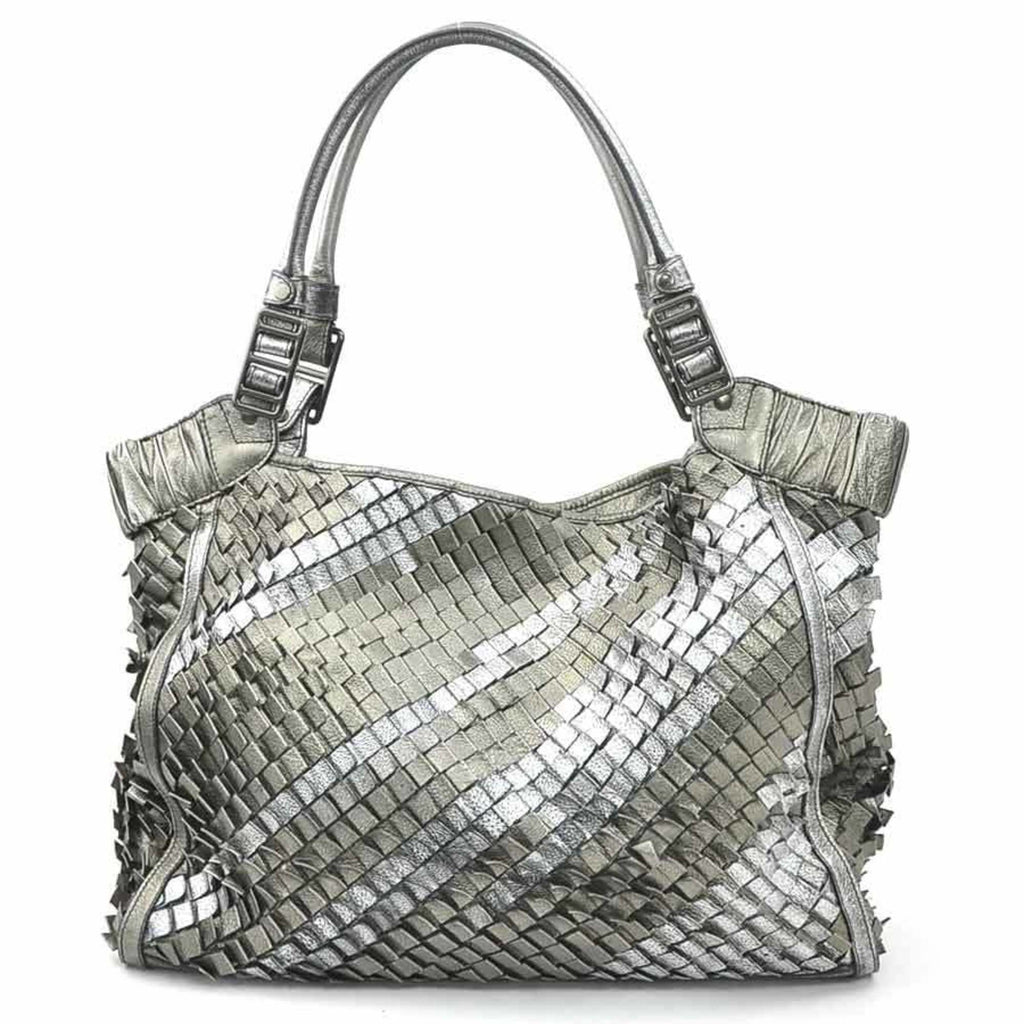 Burberry Metallic Gray Leather Shoulder Bag