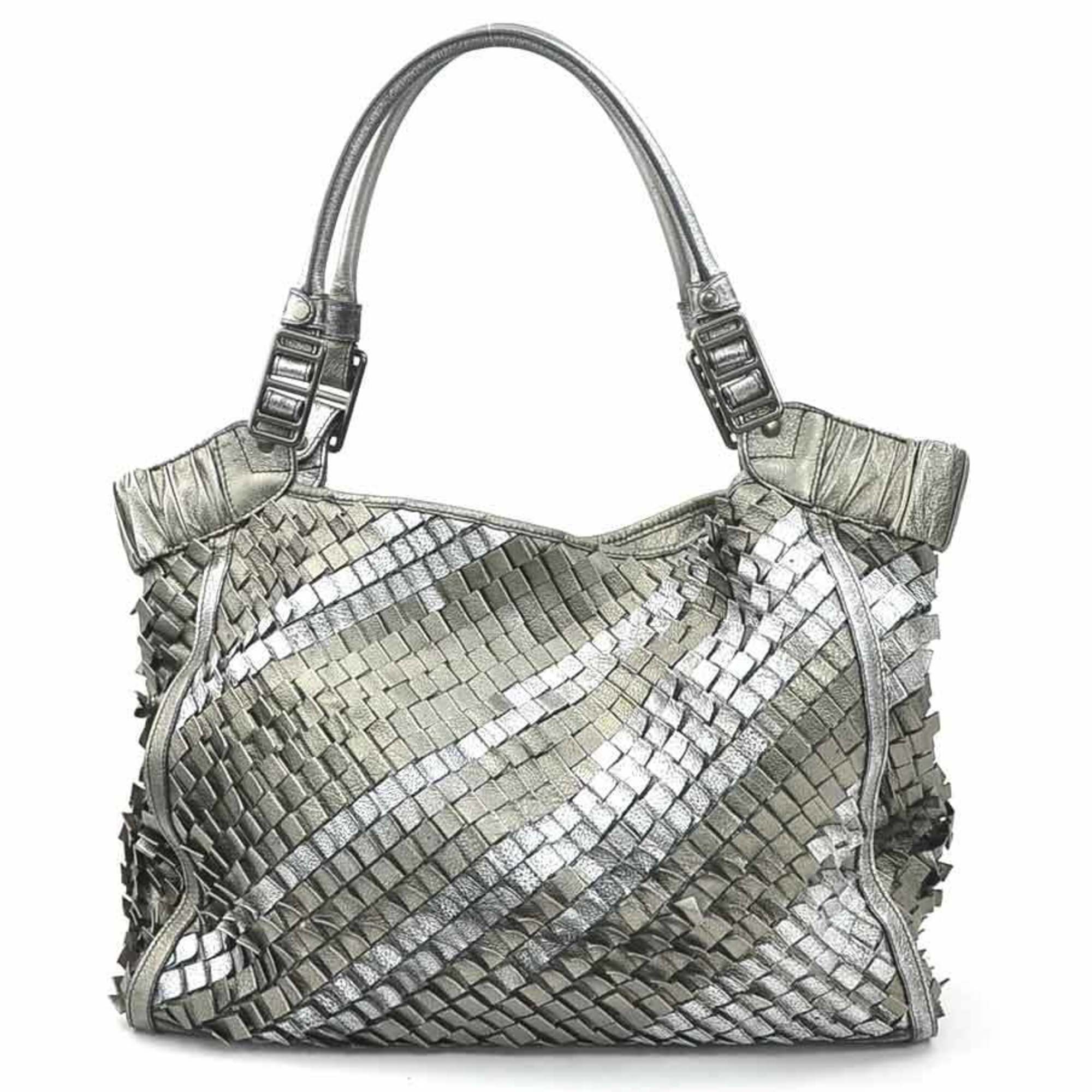 Burberry Metallic Gray Leather Shoulder Bag