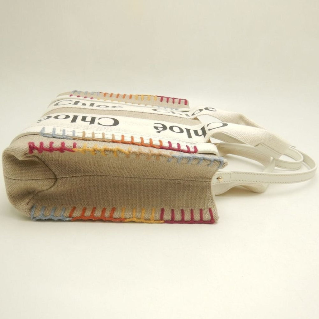 Chloé White Linen Leather Tote Bag (Pre-Owned)