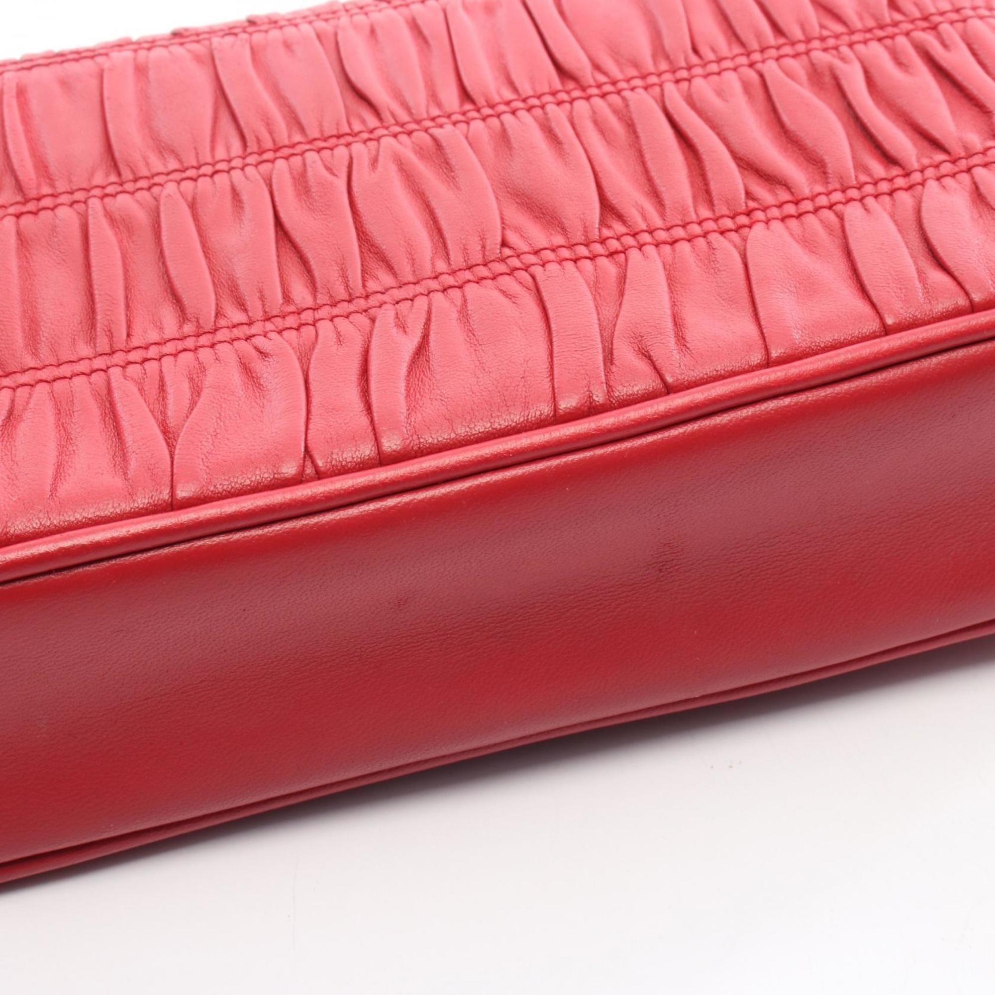 Prada Red Color Leather Shoulder Bag