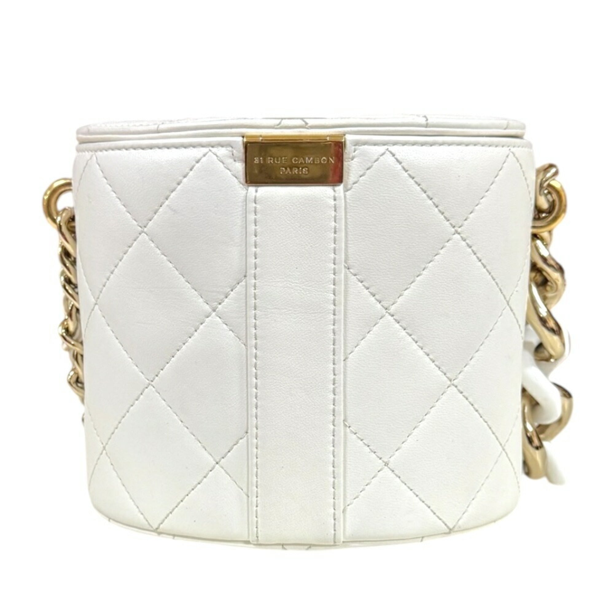 Chanel White Leather Shoulder Bag Vanity Bag