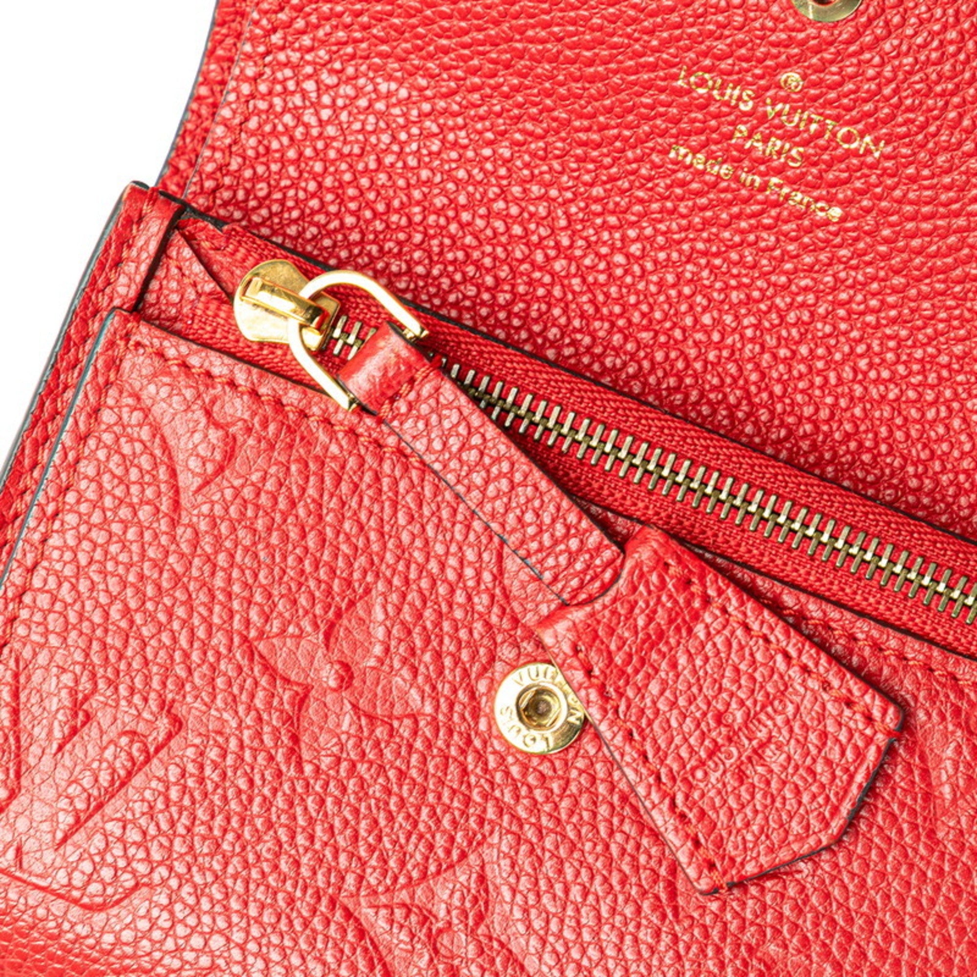 Louis Vuitton Cerise Red Color Leather Wallet (Tri-Fold)