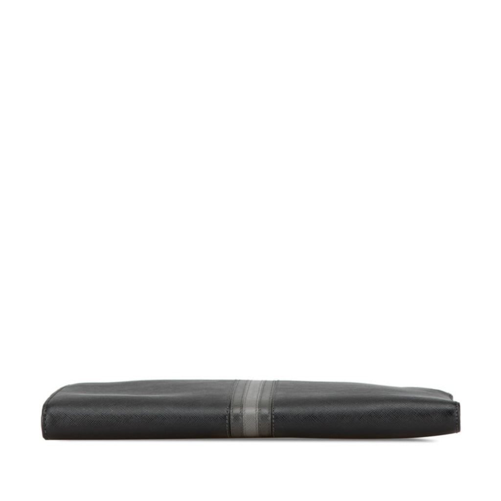 Prada Black Saffiano Triangle Clutch Bag