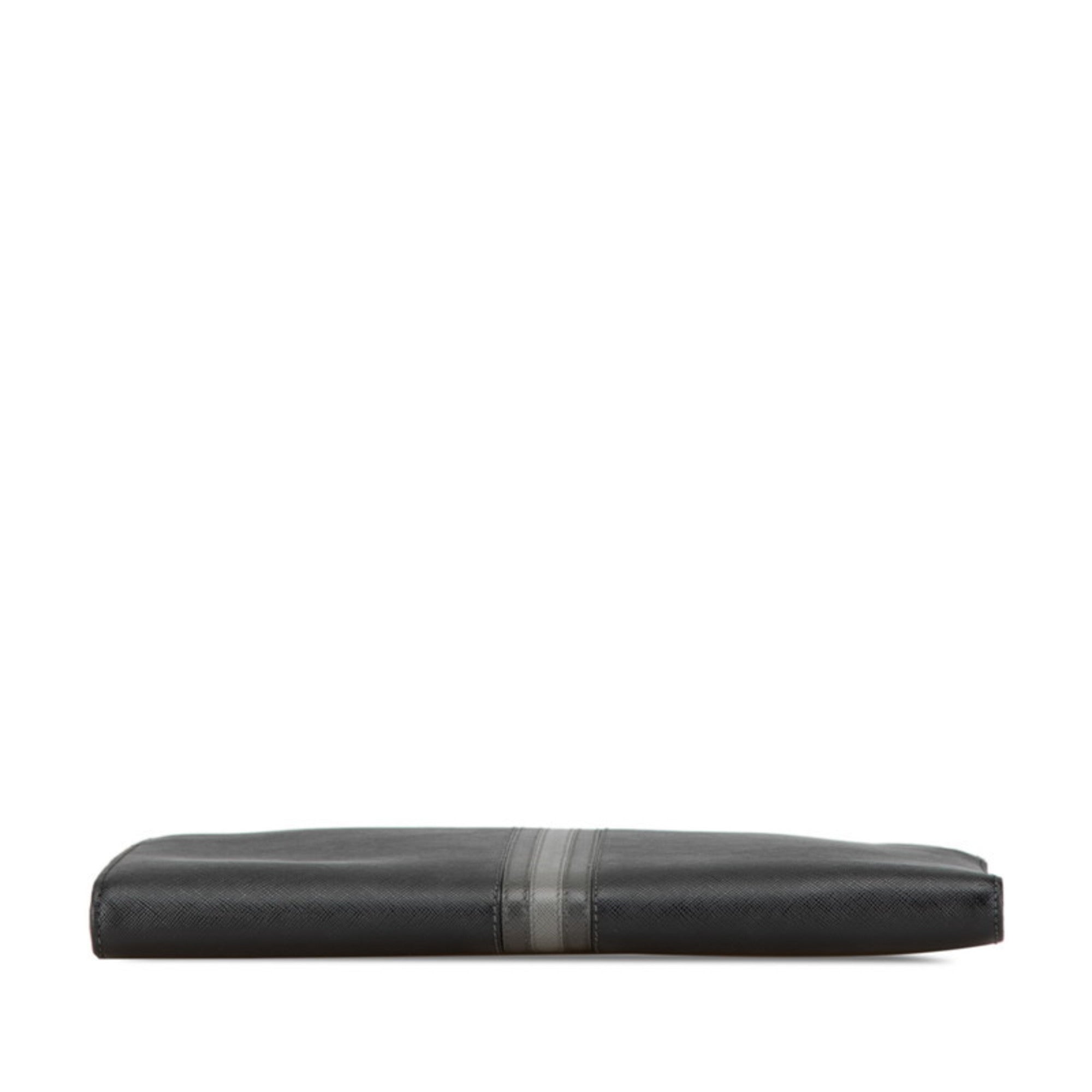 Prada Black Saffiano Triangle Clutch Bag