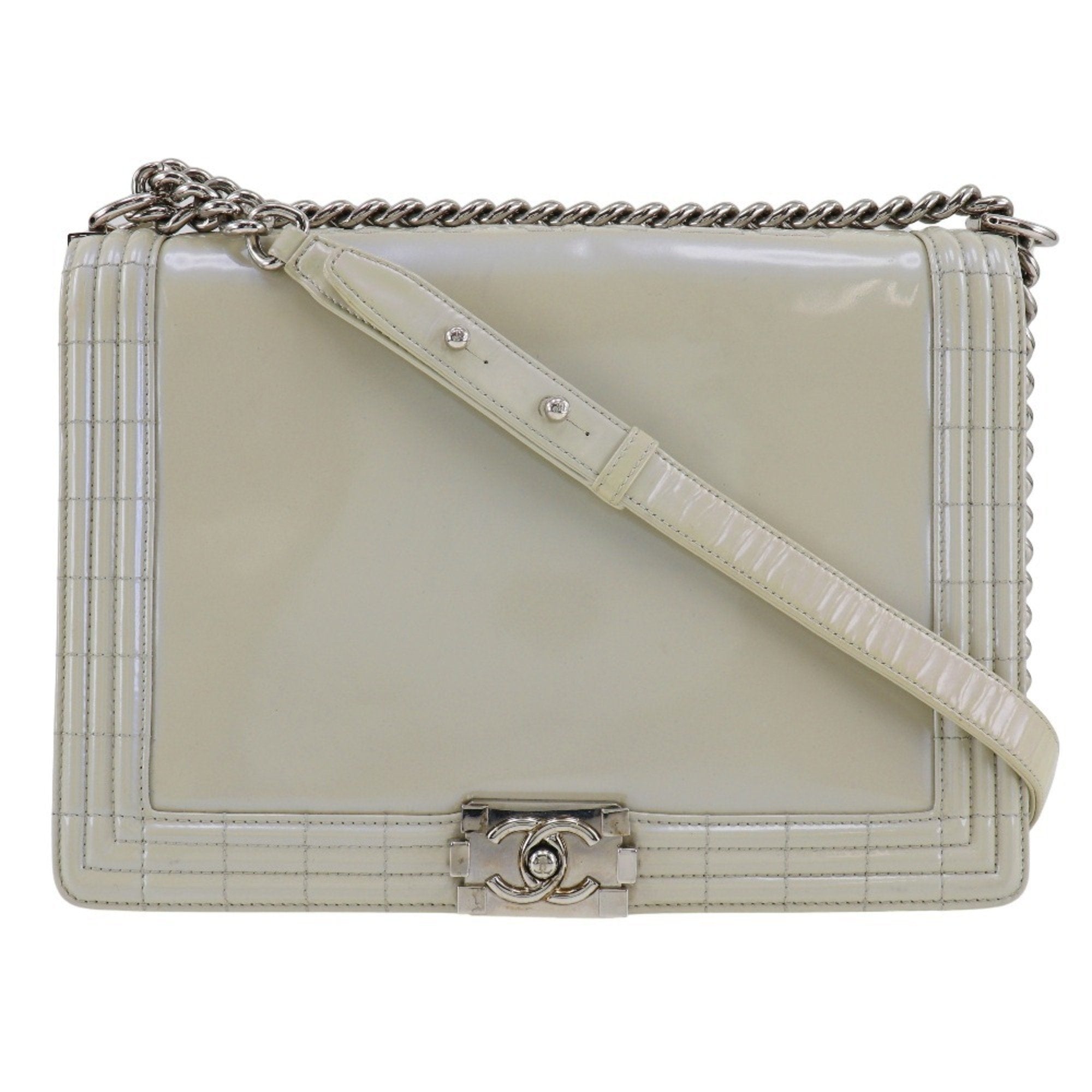 Chanel White Leather Shoulder Bag