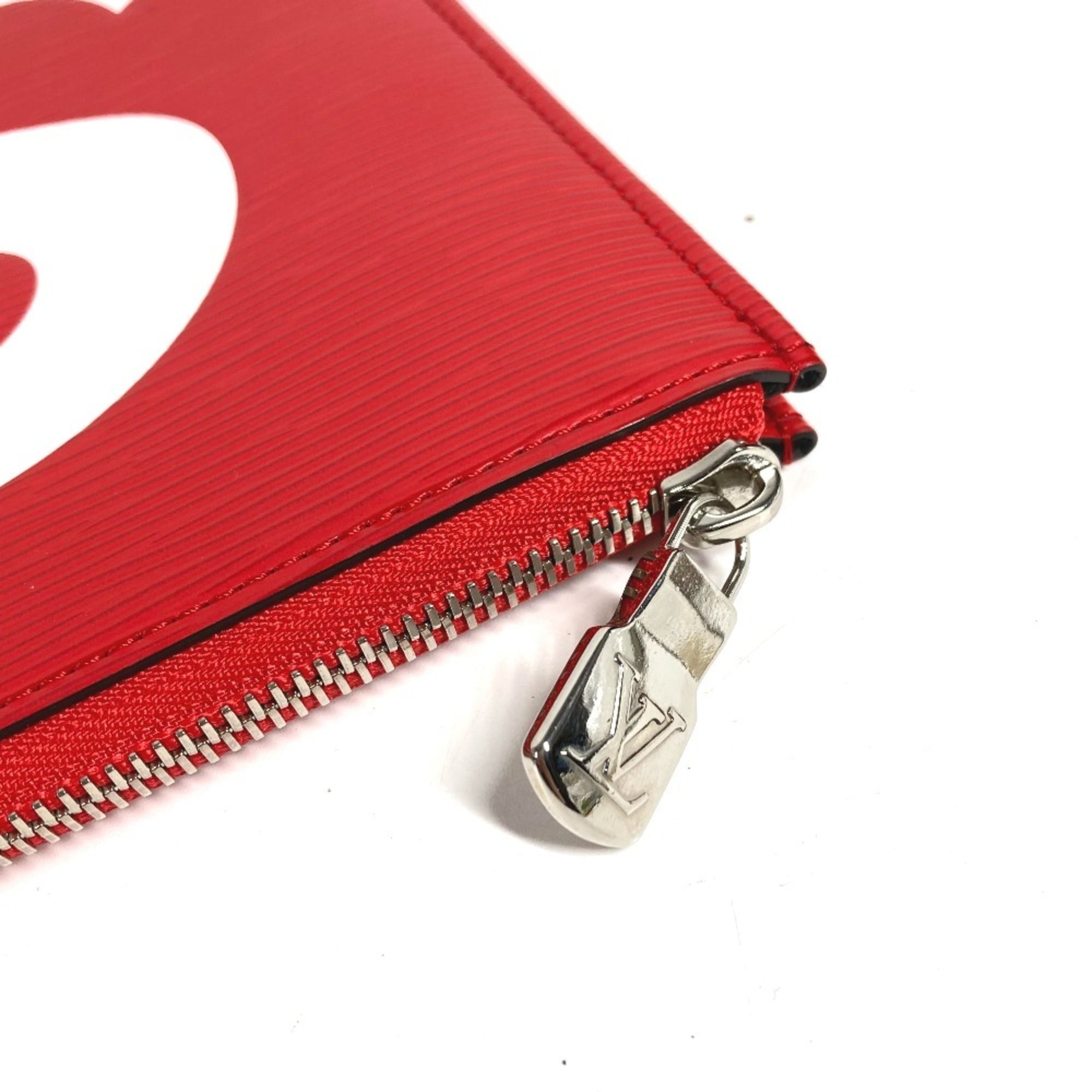 Louis Vuitton Red Color White Epi Leather Clutch Bag Pochette