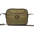 Burberry Brown Khaki Leather Canvas Pochette Shoulder Bag