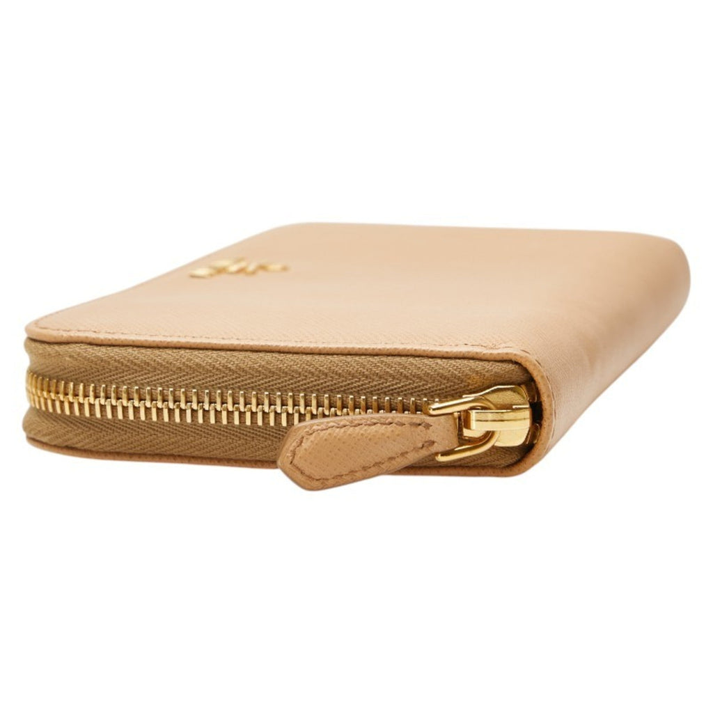 Prada Beige Leather Long Wallet (Bi-Fold)