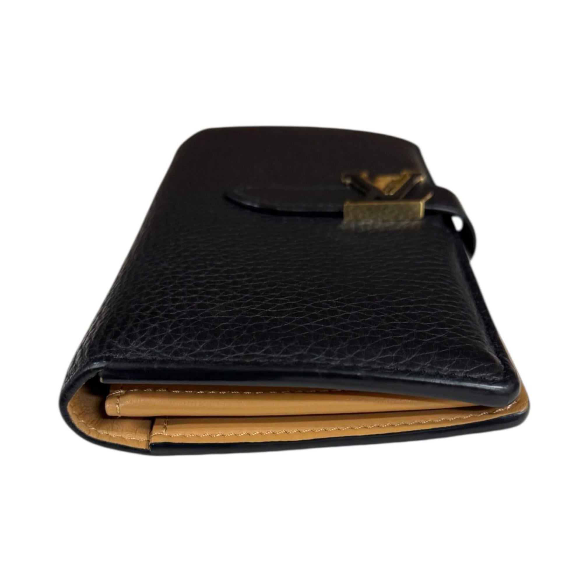 Louis Vuitton Black Noir Leather Long Wallet (Tri-Fold)