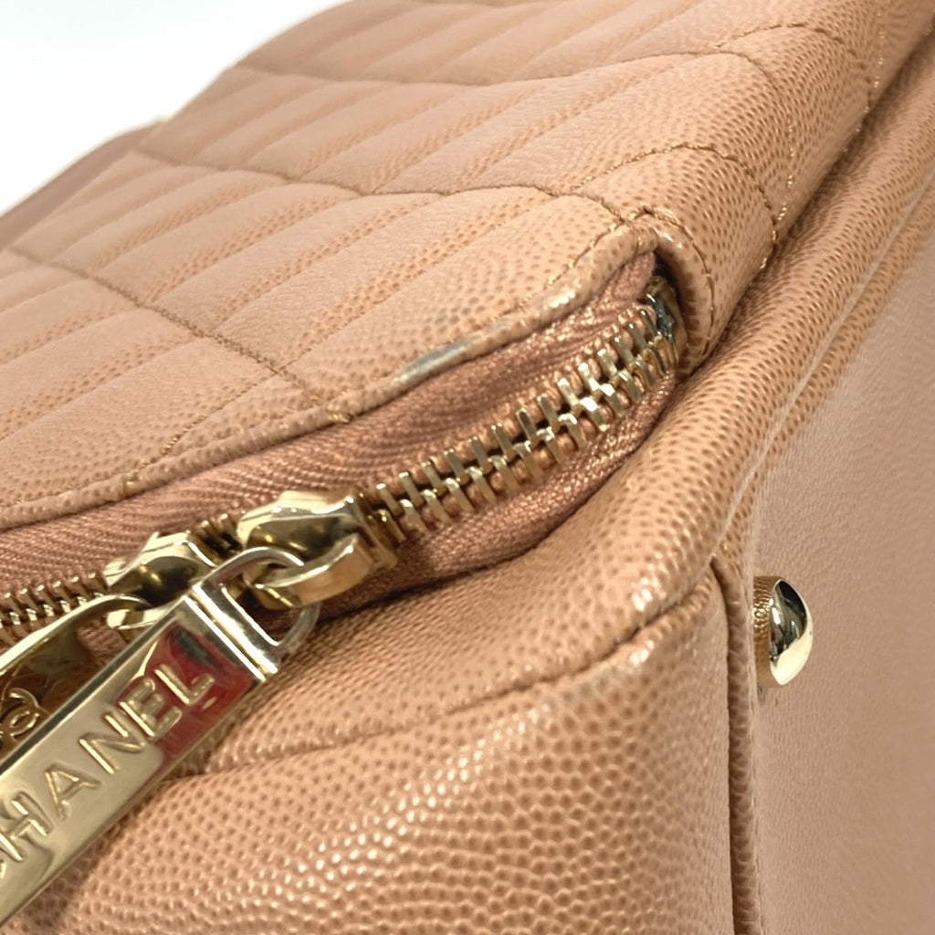 Chanel Beige Grained Calfskin Shoulder Bag Tote Bag