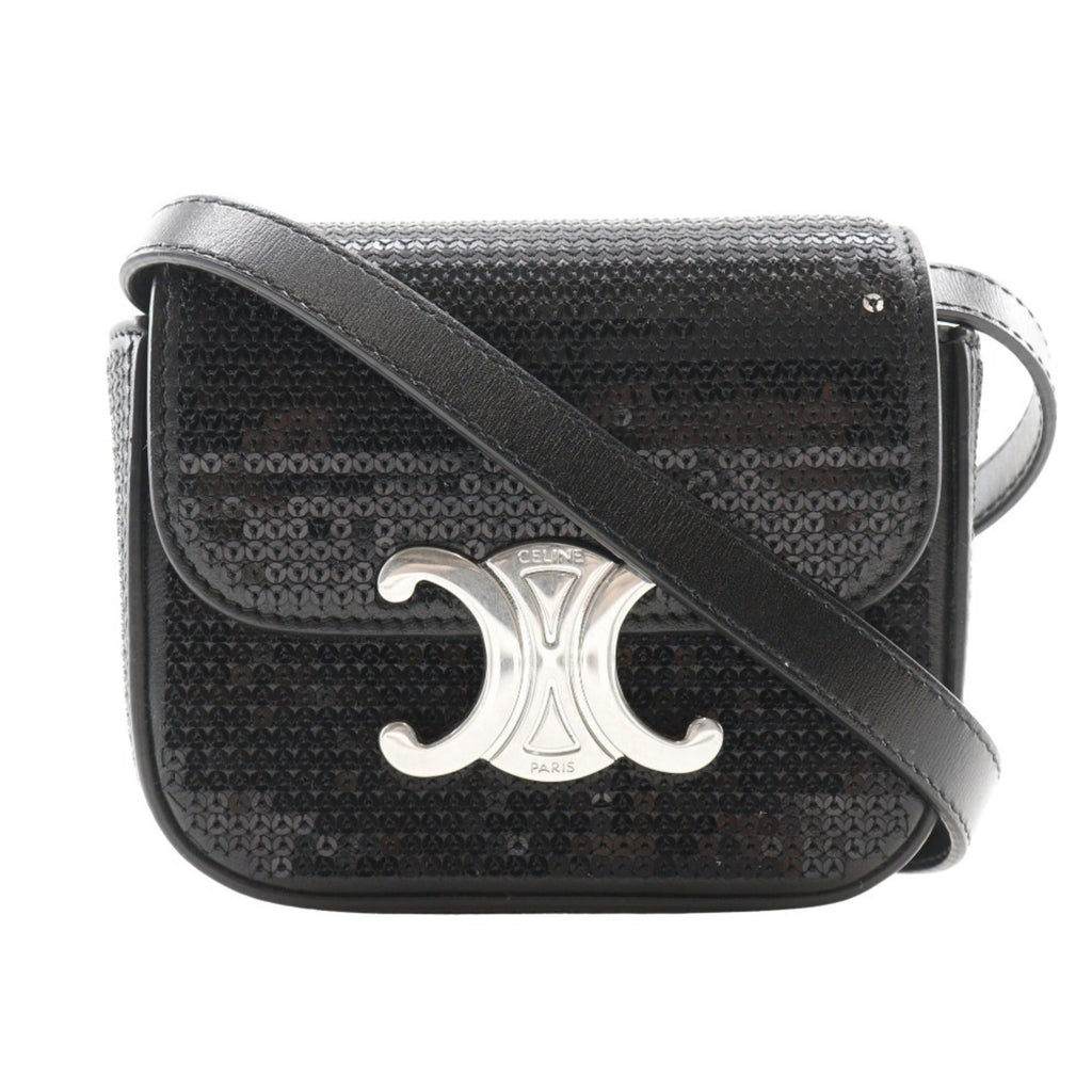 Celine Black Leather Spangles Shoulder Bag